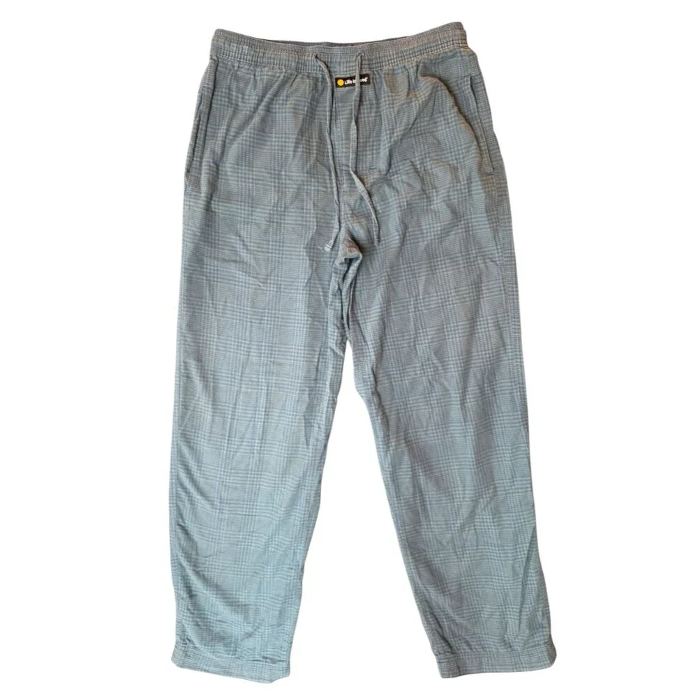 Life Is Good Men's Pajama Pants Small Gray Plaid Loungewear Comfort Preppy